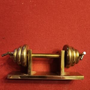 Vintage Elegant Brass Mini Dumbbell Home Accent